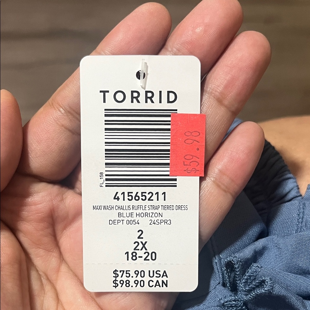 Torrid: Dusty Blue Maxi Dress with Ruffled Top - Picture 5 of 5